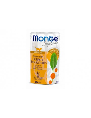 MONGE SUPREME KITTEN TONNO SPINACI E CAROTINE 80GR