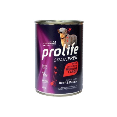 PROLIFE DOG GRAIN FREE MEDIUM/LARGE MANZO E PATATE 400GR